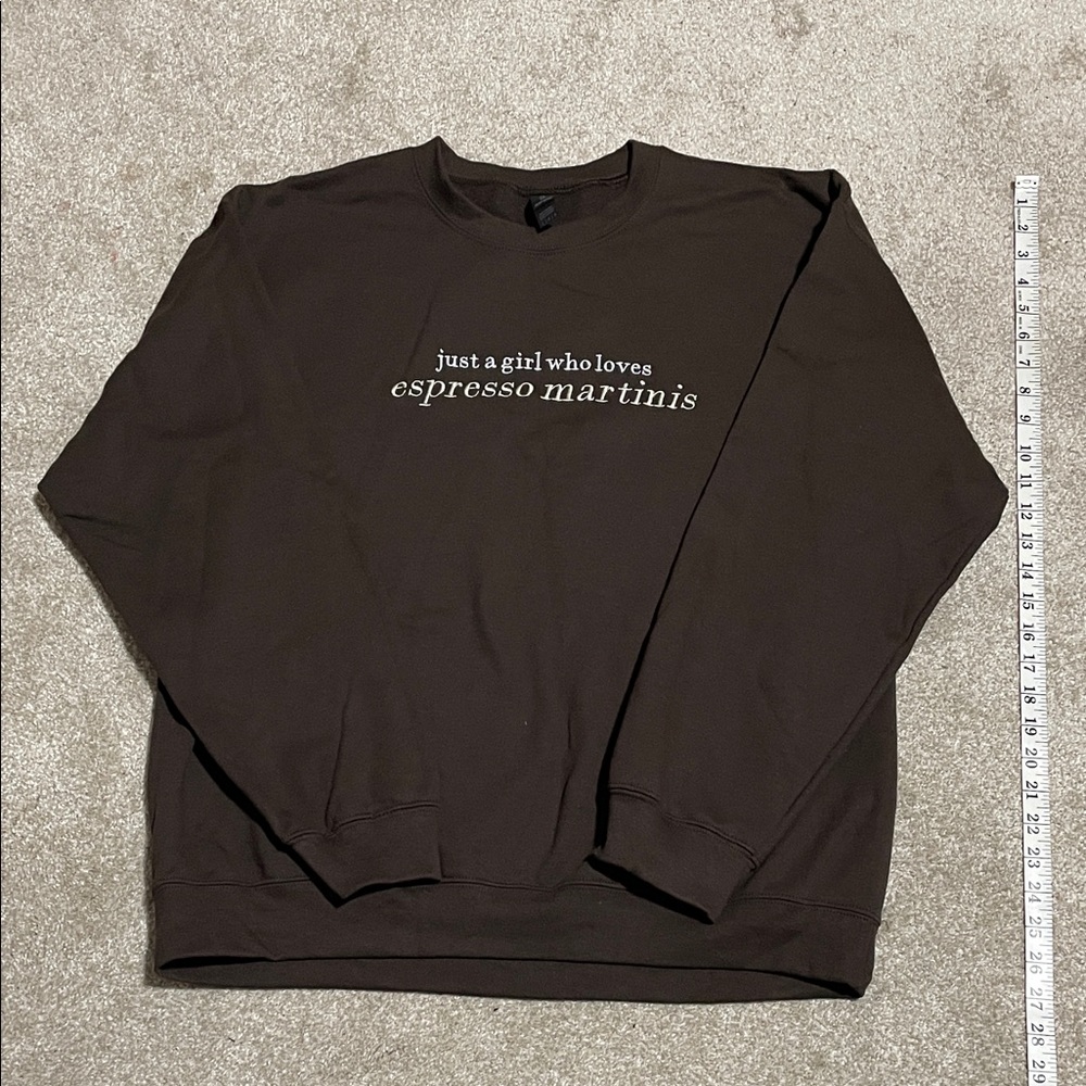Brown Crewneck Sweater - "just a girl who loves espresso martinis"
